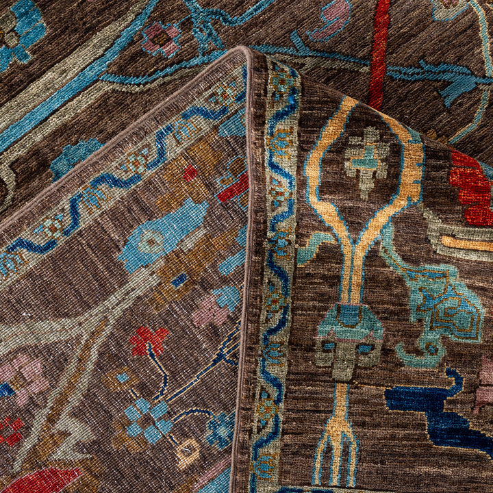 Brown Soluna Traditional Wool Rug - 9'2" x 12'1"