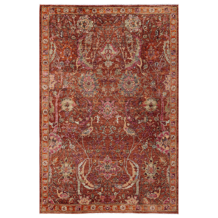 Rust Soluna Traditional Wool Rug - 6' x 9'