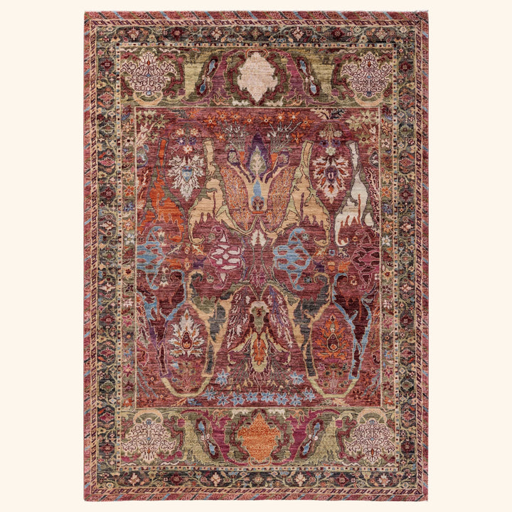 Pink Soluna Traditional Wool Rug - 6'4" x 8'10"