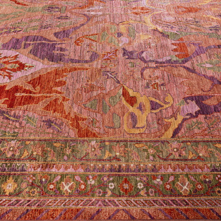 Pink Soluna Traditional Wool Rug - 10'4" x 13'6"