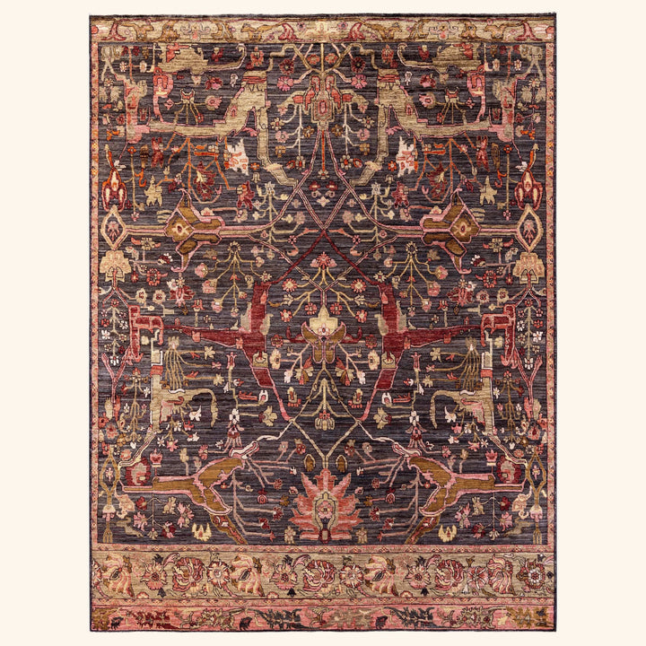 Black Soluna Traditional Wool Rug - 7'9" x 10'4"
