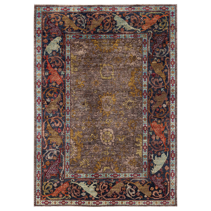 Beige Soluna Traditional Wool Rug - 6'4" x 8'10"