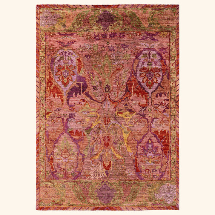 Pink Soluna Traditional Wool Rug - 6'3" x 8'10"