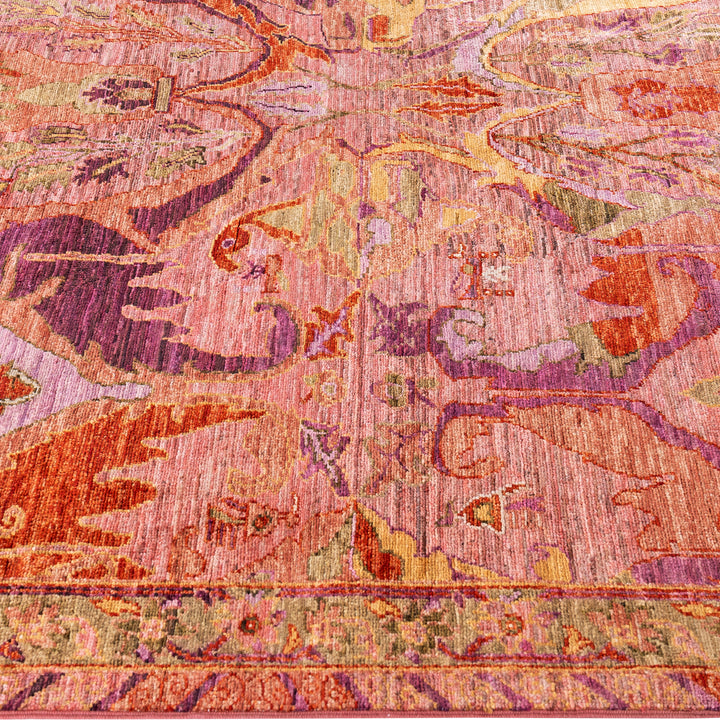 Pink Soluna Traditional Wool Rug - 6'3" x 8'10"