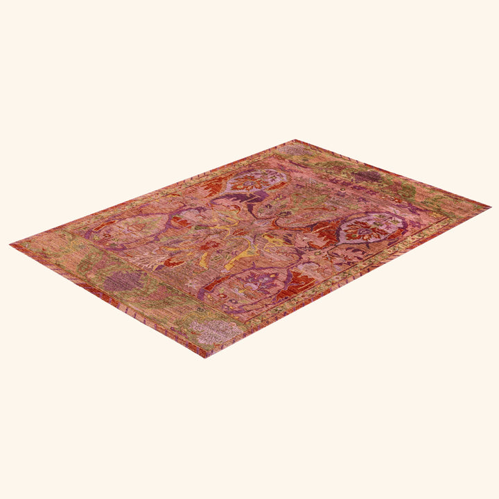 Pink Soluna Traditional Wool Rug - 6'3" x 8'10"