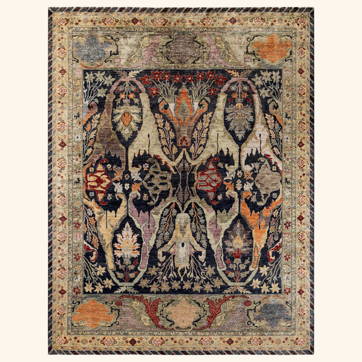 Black Soluna Traditional Wool Rug - 9'2" x 11'10"