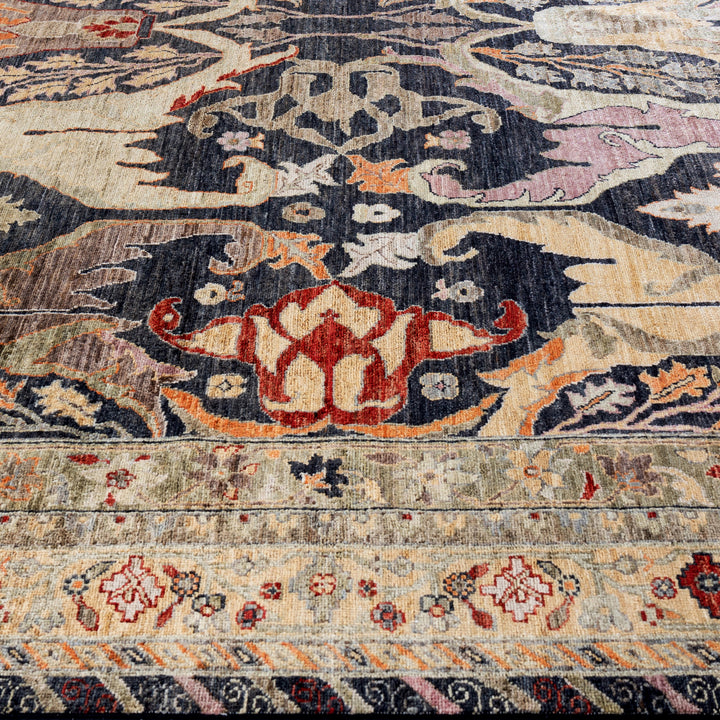 Black Soluna Traditional Wool Rug - 9'2" x 11'10"
