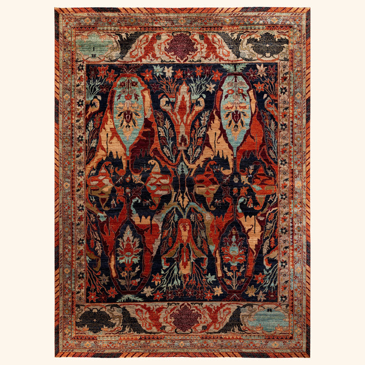Black Soluna Traditional Wool Rug - 10'5" x 14'3"