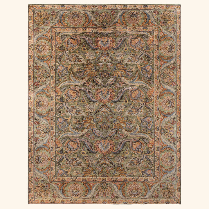 Green Soluna Traditional Wool Rug - 9'2" x 11'10"