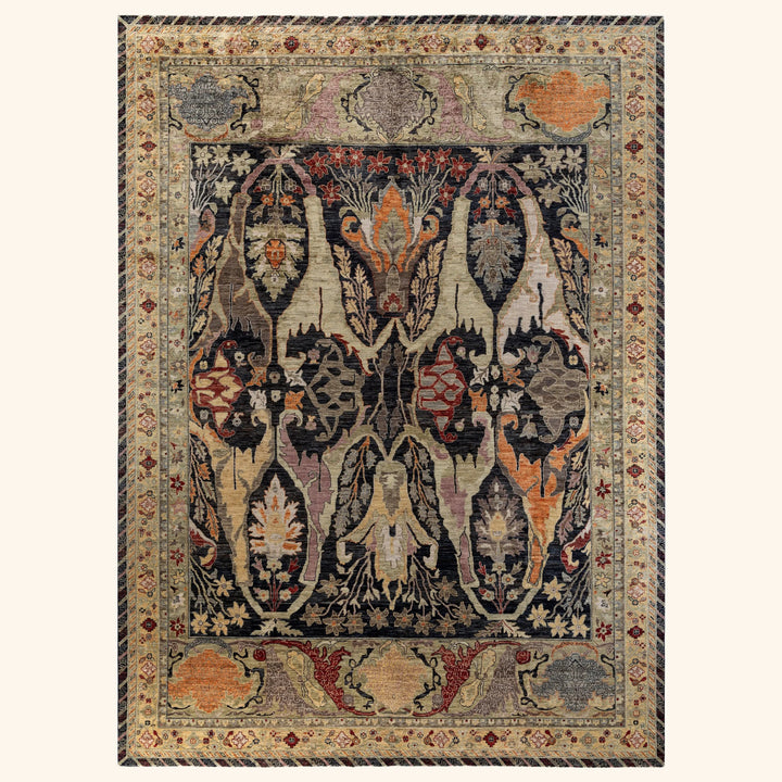 Black Soluna Traditional Wool Rug - 10' x 13'8"