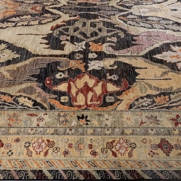 Black Soluna Traditional Wool Rug - 10' x 13'8"