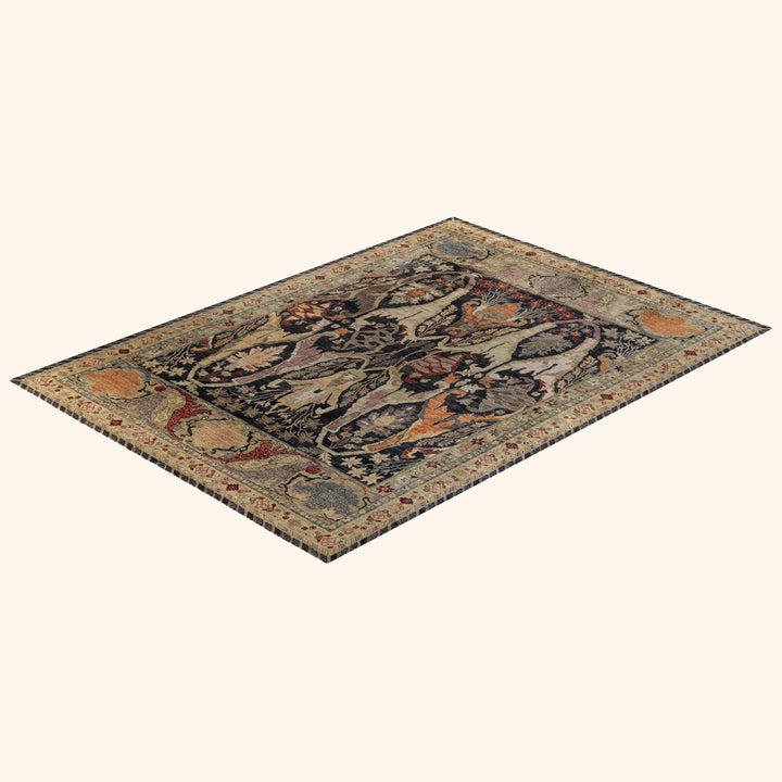 Black Soluna Traditional Wool Rug - 10' x 13'8"