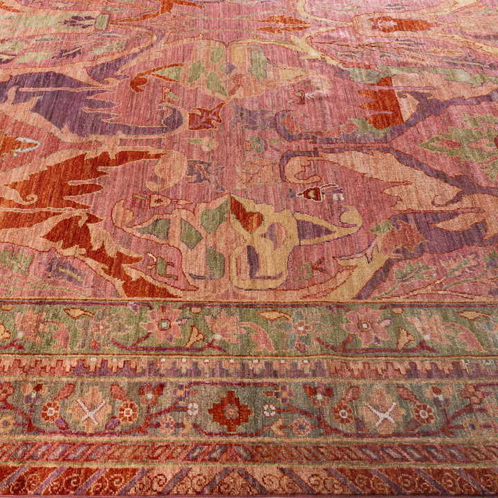 Pink Soluna Traditional Wool Rug - 10'2" x 14'2"