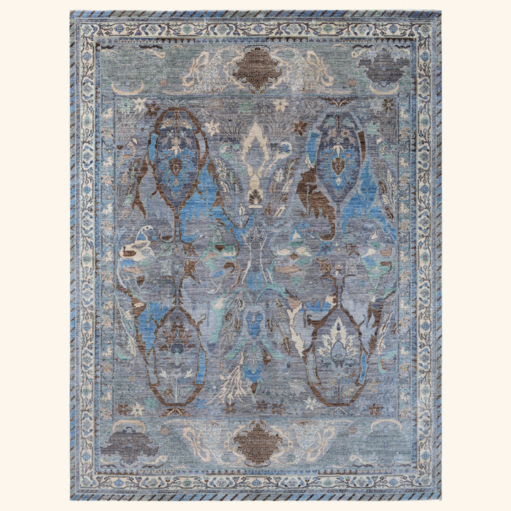 Grey Soluna Traditional Wool Rug - 8'10" x 11'10"