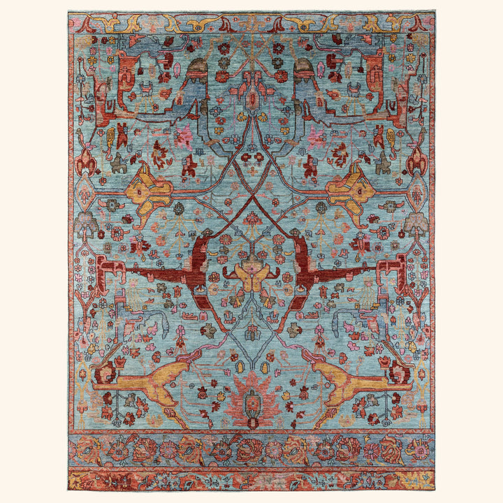 Blue Soluna Traditional Wool Rug - 9'3" x 12'2"