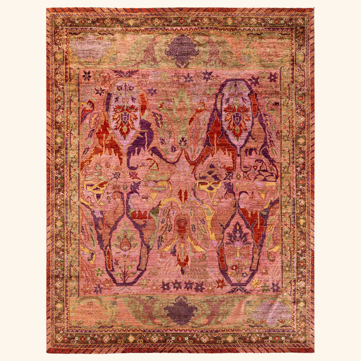 Pink Soluna Traditional Wool Rug - 9'1" x 12'