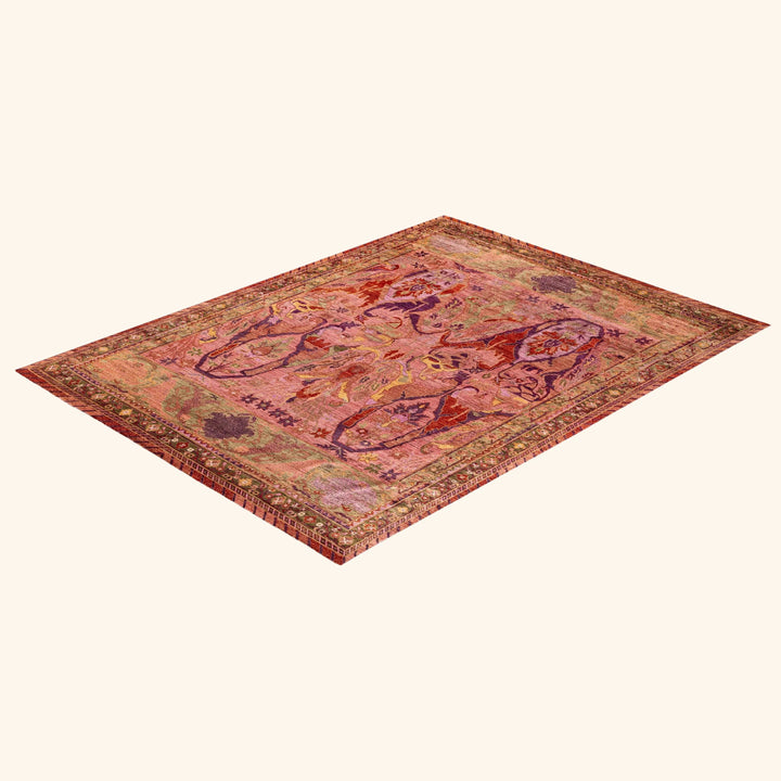 Pink Soluna Traditional Wool Rug - 9'1" x 12'