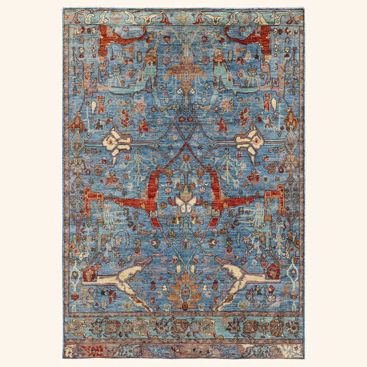 Blue Soluna Traditional Wool Rug - 6'3" x 8'9"