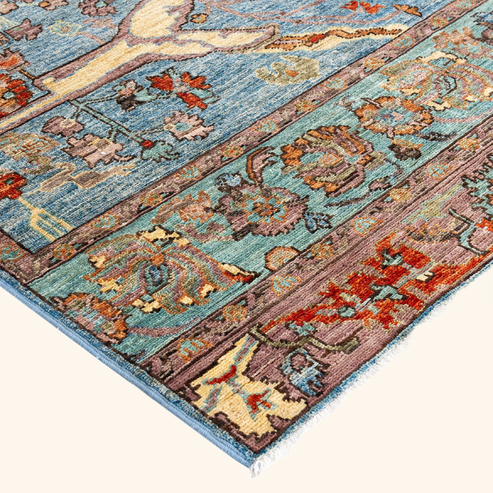 Blue Soluna Traditional Wool Rug - 6'3" x 8'9"