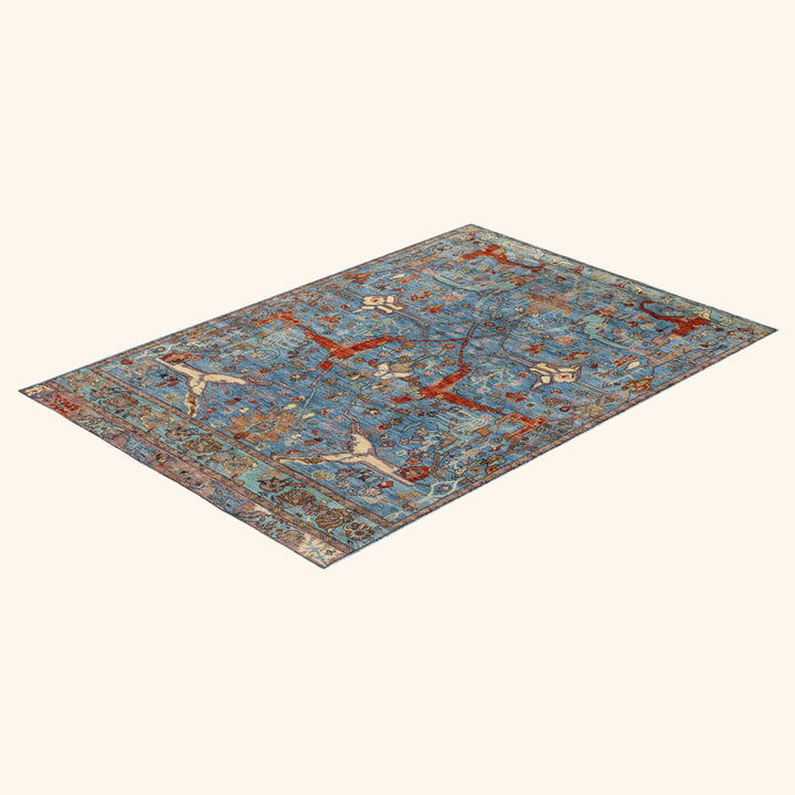 Blue Soluna Traditional Wool Rug - 6'3" x 8'9"
