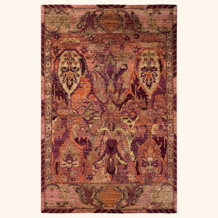 Pink Soluna Traditional Wool Rug - 5'10" x 9'1"