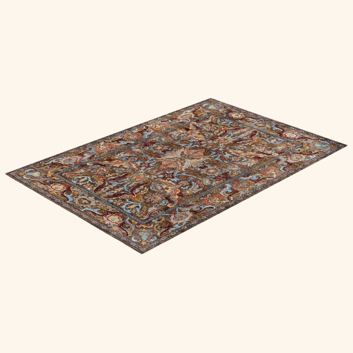 Brown Soluna Traditional Wool Rug - 6'1" x 8'10"