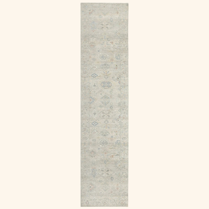 Light Grey Traditional Wool Runner - 3' x 14'