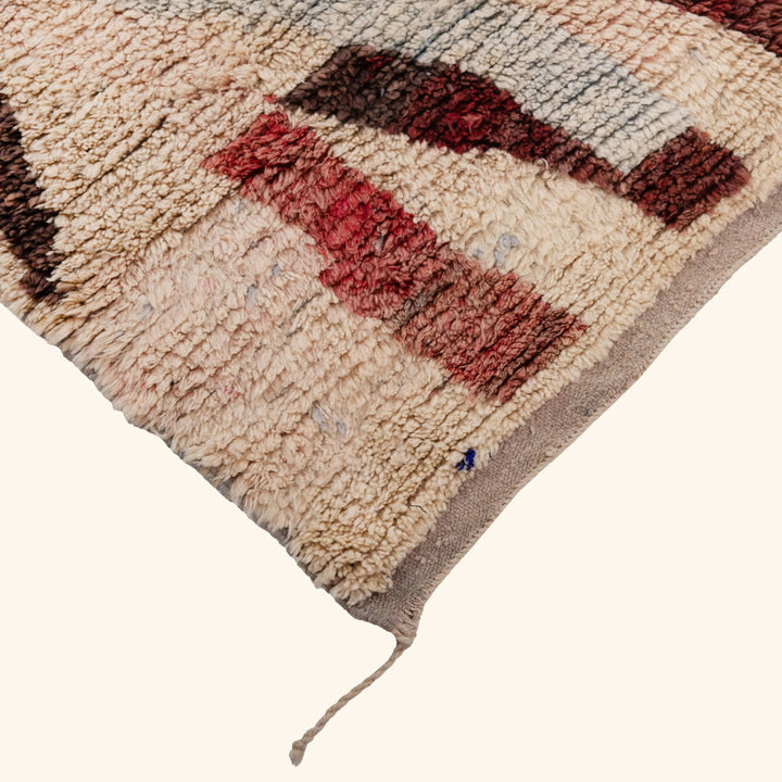 Ivory Multicolored Moroccan Berber Wool Rug - 5'3" x 8'6"