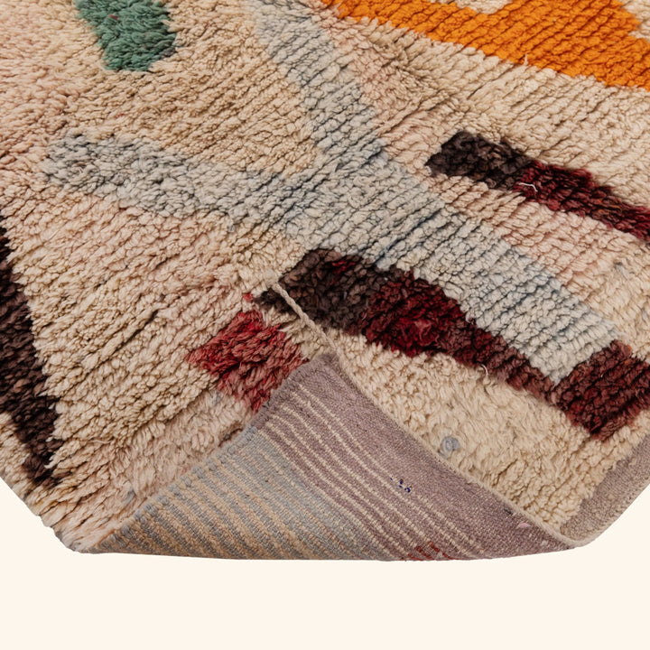 Ivory Multicolored Moroccan Berber Wool Rug - 5'3" x 8'6"