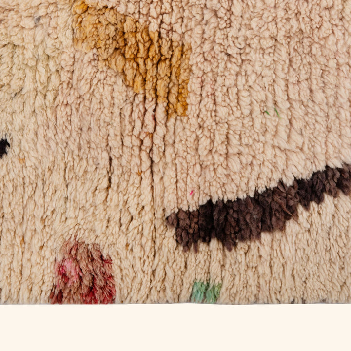 Ivory Multicolored Moroccan Berber Wool Rug - 5'3" x 8'6"
