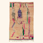 Light Peach Multi Moroccan Berber Wool Rug - 4'5" x 7'7"