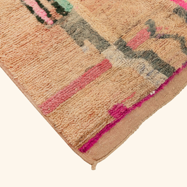 Light Peach Multi Moroccan Berber Wool Rug - 4'5" x 7'7"
