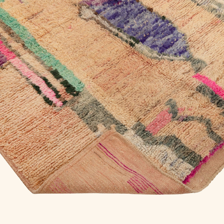 Light Peach Multi Moroccan Berber Wool Rug - 4'5" x 7'7"