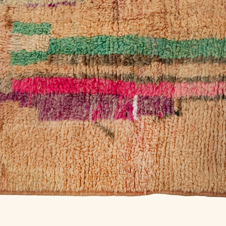Light Peach Multi Moroccan Berber Wool Rug - 4'5" x 7'7"