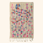 Ivory Multicolored Moroccan Berber Wool Rug - 4'11" x 8'6"