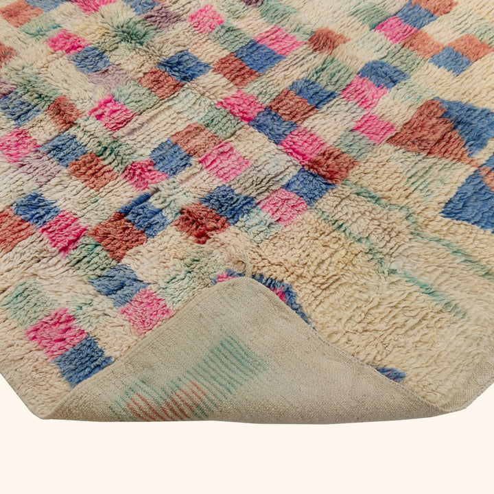 Ivory Multicolored Moroccan Berber Wool Rug - 4'11" x 8'6"