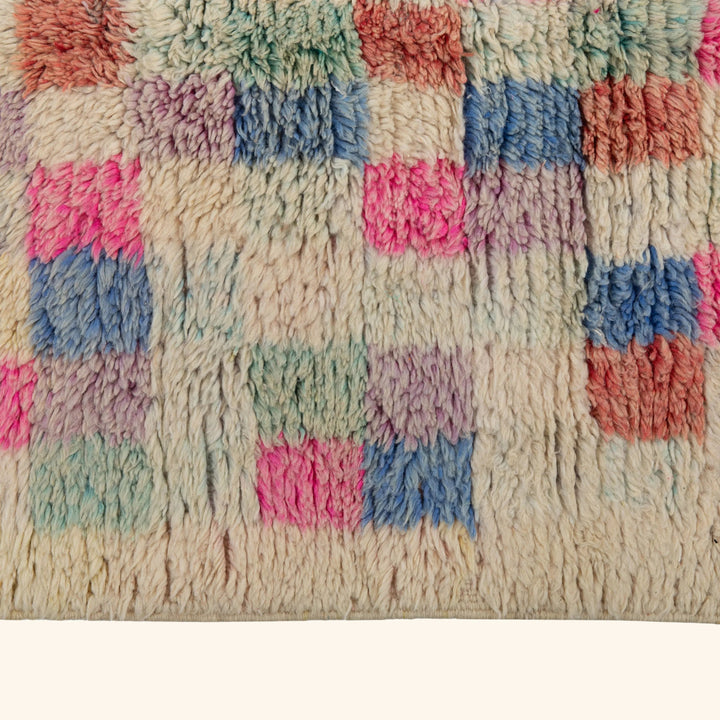 Ivory Multicolored Moroccan Berber Wool Rug - 4'11" x 8'6"