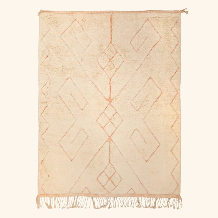 Ivory Moroccan Berber Wool Rug - 5'5" x 7'3"
