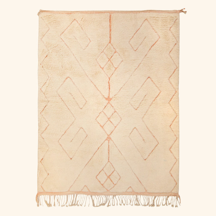 Ivory Moroccan Berber Wool Rug - 5'5" x 7'3"