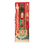 Red Multicolored Moroccan Berber Wool Runner - 2'7" x 10'