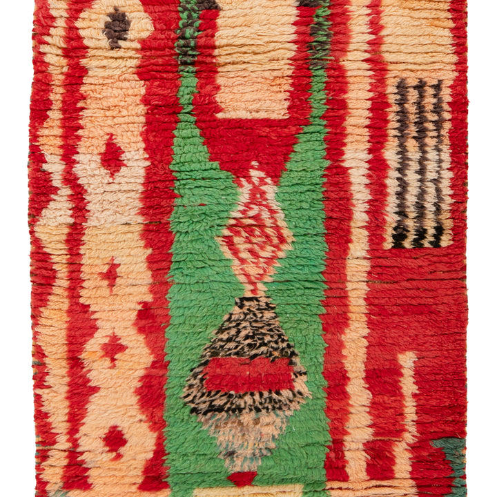 Red Multicolored Moroccan Berber Wool Runner - 2'7" x 10'