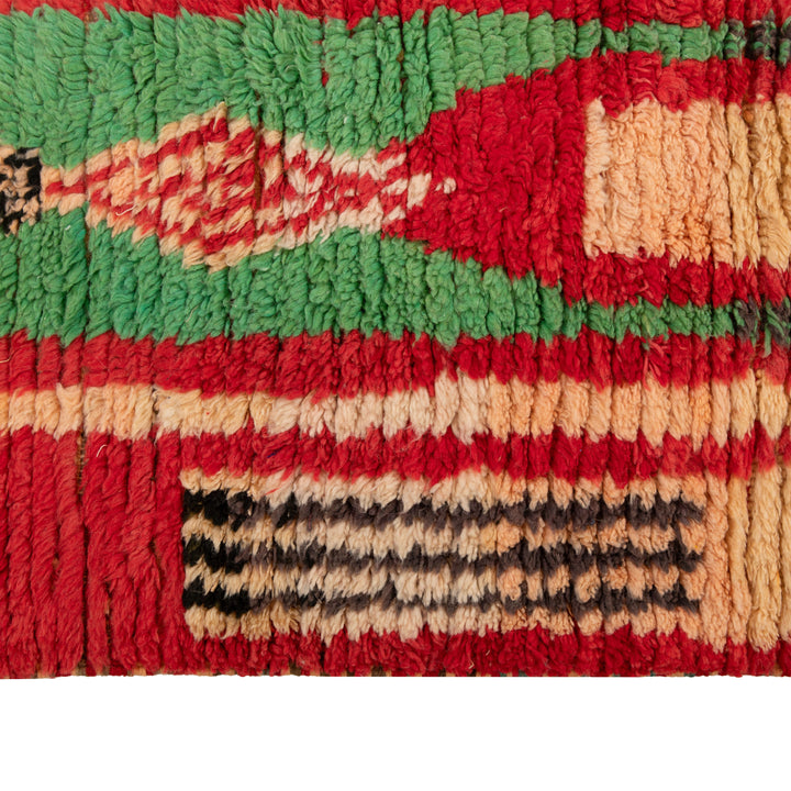 Red Multicolored Moroccan Berber Wool Runner - 2'7" x 10'