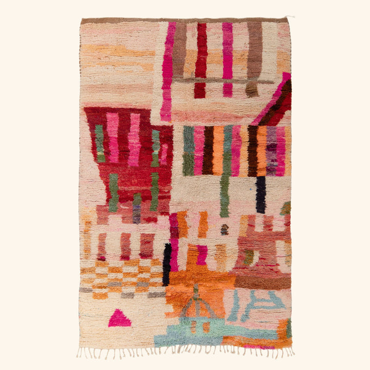Multicolored Moroccan Berber Wool Rug - 5'7" x 9'
