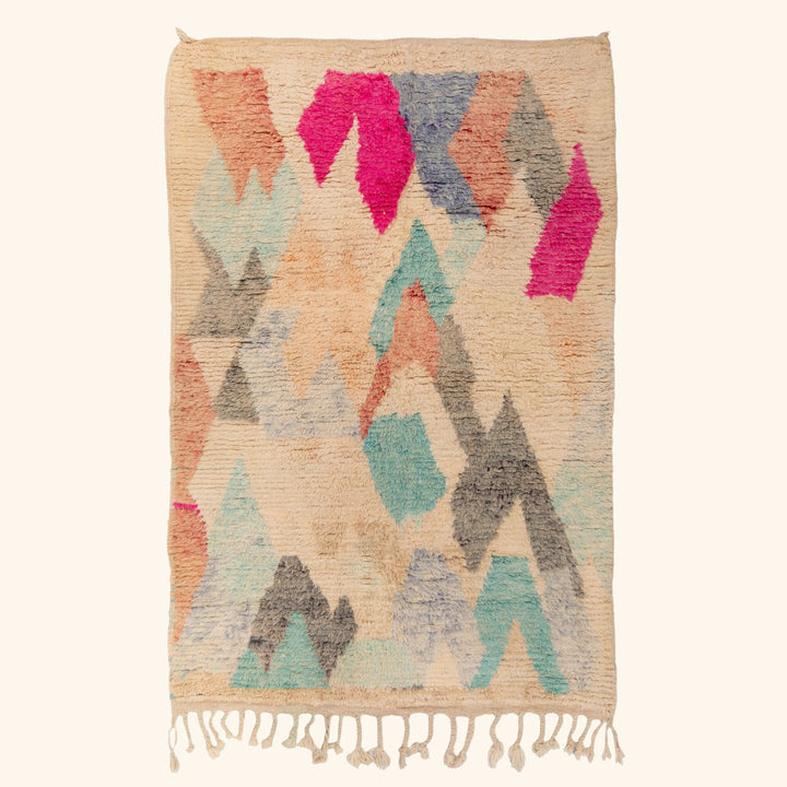 Multicolored Moroccan Berber Wool Rug - 5'3" x 8'2"