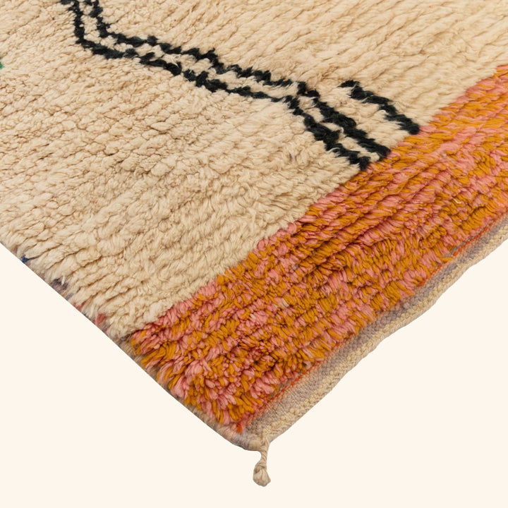 Beige Multicolored Moroccan Berber Wool Runner - 2'7" x 9'10"