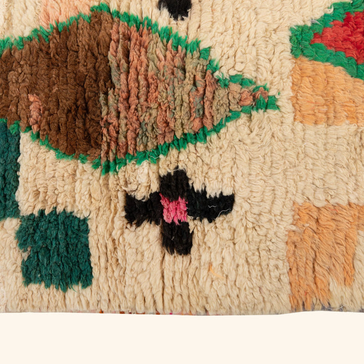 Beige Multicolored Moroccan Berber Wool Runner - 2'7" x 9'10"