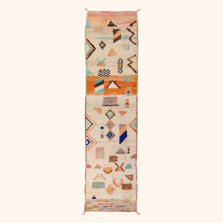 Multicolored Moroccan Berber Wool Runner - 2'4" x 9'6"
