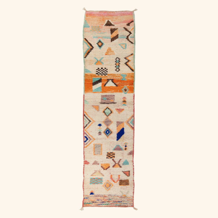 Multicolored Moroccan Berber Wool Runner - 2'4" x 9'6"