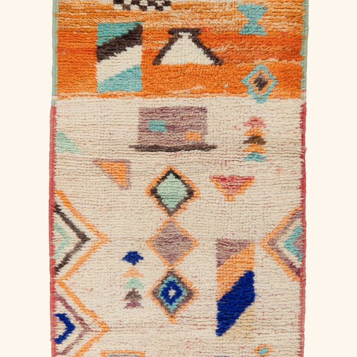 Multicolored Moroccan Berber Wool Runner - 2'4" x 9'6"