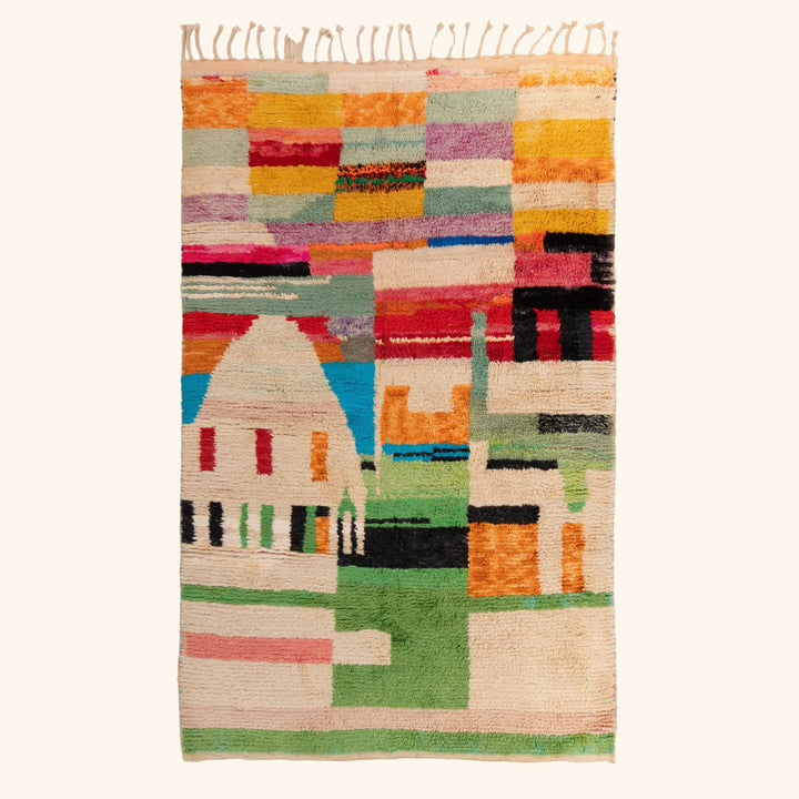 Multicolored Moroccan Berber Wool Rug - 5'5" x 8'10"